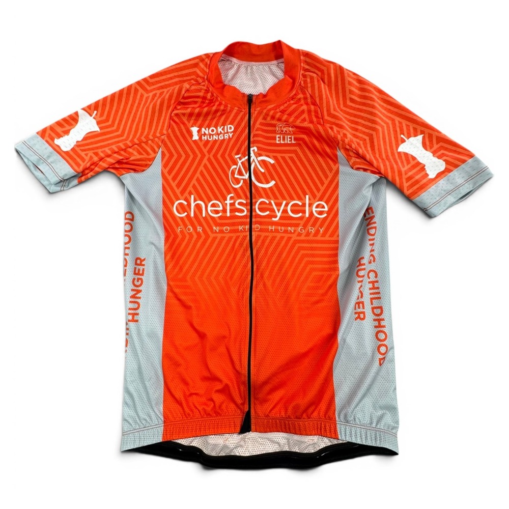 Eliel Mens Chefs Cycle‎ No Kid Hungry Cycling Jersey Orange Grey XXL Full Zip